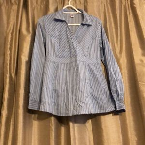 Maternity faux wrap dress shirt